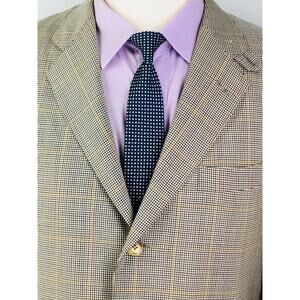 (M) Faconnable Italy Mens Vintage 3 Button Wool Blazer Sport Coat Tattersall